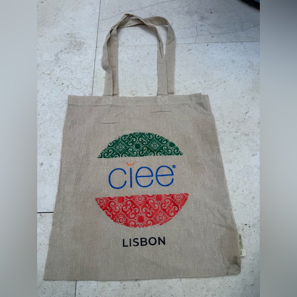 CIEE Lisbon Beige Tote Bag with Red and Green Accents